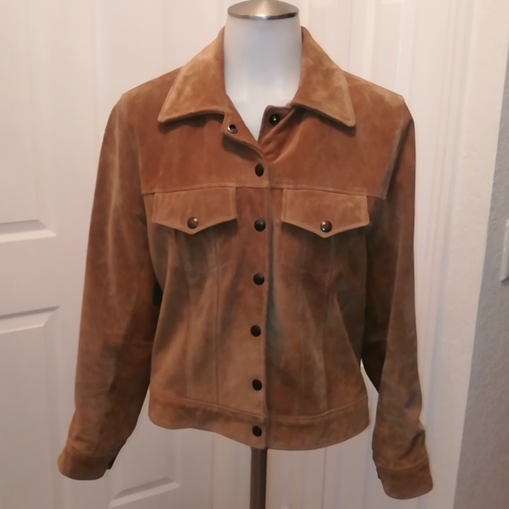 Roots tan suede Moto jacket size 10